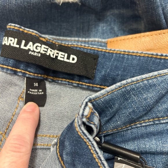 Karl Lagerfeld Paris Fray hem patch denim jean NWT - Picture 7 of 8